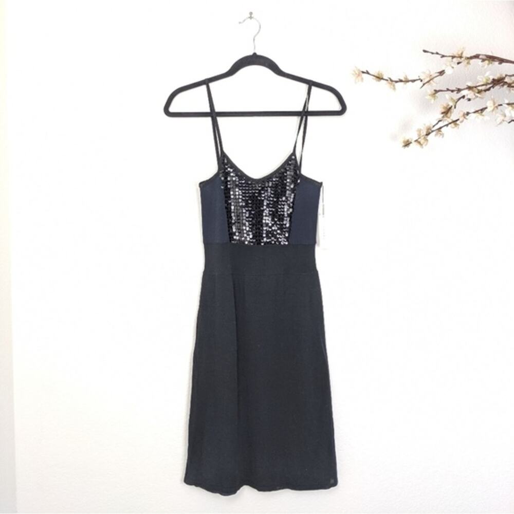 IISLI Dress Tiffany‎ Cami Babydoll Blue Black Sequin NEW NWT Womens Small S